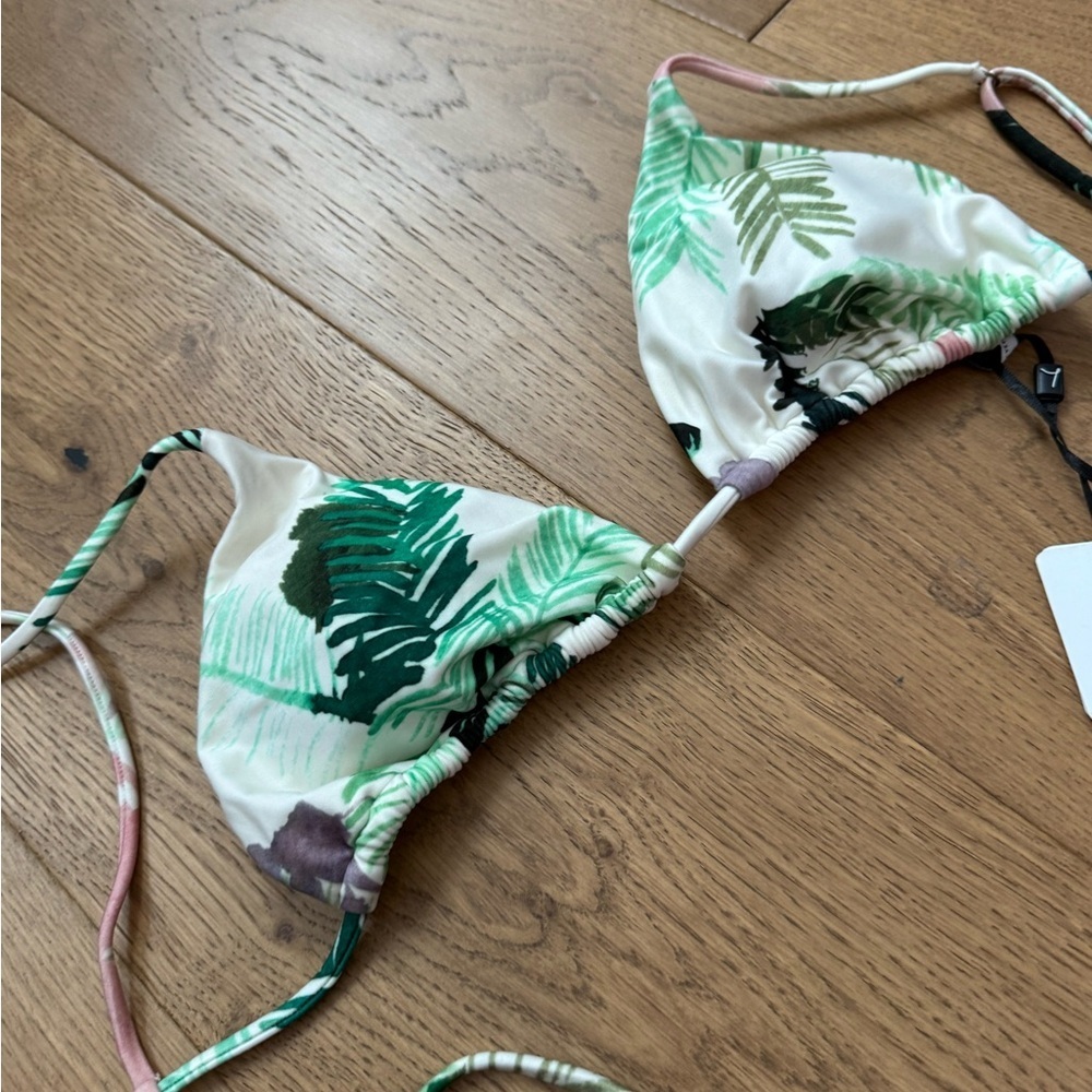 Lenny Niemeyer Marau Triangle Bikini Top - Size M - NWT - Cream/Pink/Green - Picture 2 of 8